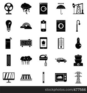 Electrical energy icons set. Simple set of 25 electrical energy vector icons for web isolated on white background. Electrical energy icons set, simple style