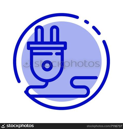 Electrical, Energy, Plug, Power Supply, Blue Dotted Line Line Icon