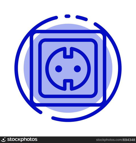 Electrical, Energy, Plug, Power Supply, Socket Blue Dotted Line Line Icon
