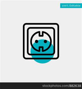 Electrical, Energy, Plug, Power Supply, Socket turquoise highlight circle point Vector icon