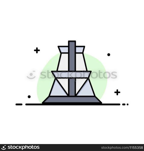 Electrical, Energy, Transmission, Transmission Tower Business Flat Line Filled Icon Vector Banner Template