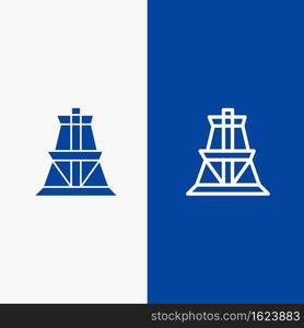 Electrical, Energy, Transmission, Transmission Tower Line and Glyph Solid icon Blue banner Line and Glyph Solid icon Blue banner