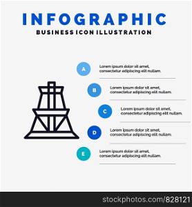 Electrical, Energy, Transmission, Transmission Tower Line icon with 5 steps presentation infographics Background