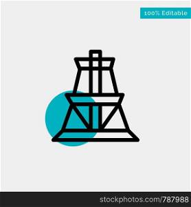 Electrical, Energy, Transmission, Transmission Tower turquoise highlight circle point Vector icon