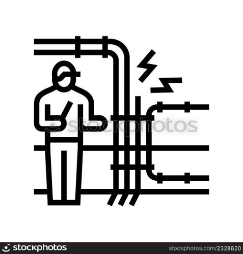 electrical fault finding line icon vector. electrical fault finding sign. isolated contour symbol black illustration. electrical fault finding line icon vector illustration