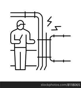 electrical fault finding line icon vector. electrical fault finding sign. isolated contour symbol black illustration. electrical fault finding line icon vector illustration
