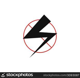 Electrical hazard sign. No lightning or thunder flat icons. High voltage sign. Caution warning and Danger symbol. Vector illustration.