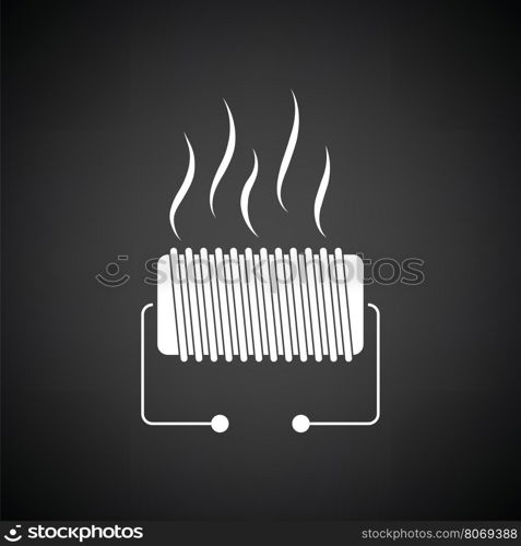 Electrical heater icon. Black background with white. Vector illustration.