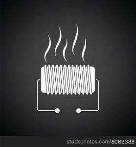 Electrical heater icon. Black background with white. Vector illustration.
