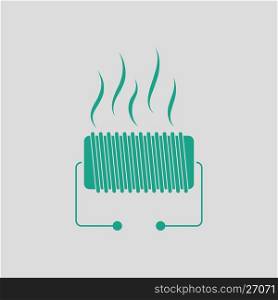 Electrical heater icon. Gray background with green. Vector illustration.