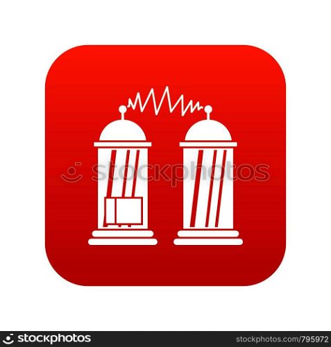 Electrical impulses icon digital red for any design isolated on white vector illustration. Electrical impulses icon digital red