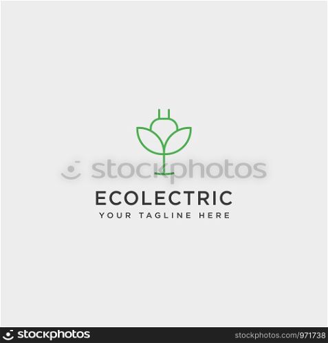 electrical leaf simple line logo template vector illustration icon element - vector. electrical leaf simple line logo template vector illustration icon element