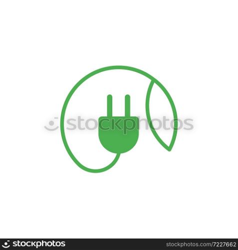 electrical leaf simple line logo template vector illustration icon element with business card