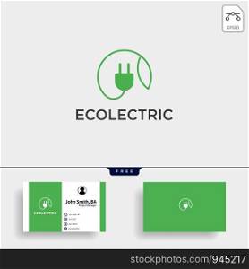 electrical leaf simple line logo template vector illustration icon element with business card. electrical leaf simple line logo template vector illustration icon element