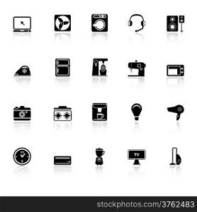 Electrical machine icons with reflect on white background, stock vector