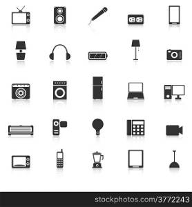 Electrical Machine icons with reflect on white background, stock vector
