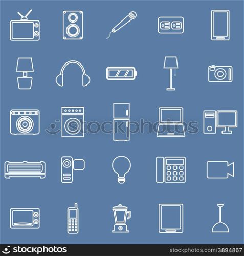 Electrical machine line icons on blue background, stock vector