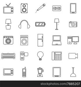 Electrical machine line icons on white background, stock vector