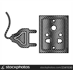 Electrical Outlet Plug Icon, Power Outlet And Plug Icon Vector Art Illustration