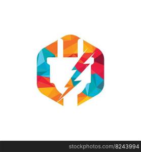 Electrical plug and thunderbolt vector logo design. Power energy symbol. 