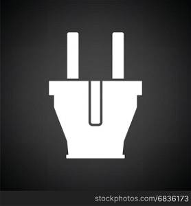 Electrical plug icon. Black background with white. Vector illustration.