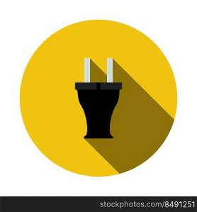 Electrical Plug Icon. Flat Circle Stencil Design With Long Shadow. Vector Illustration.
