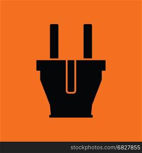 Electrical plug icon. Orange background with black. Vector illustration.