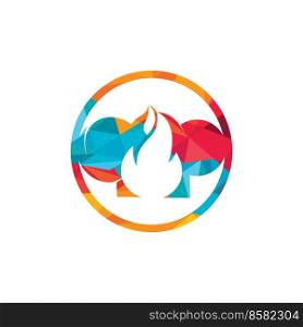 Electrical plug with fire icon logo design. Fire energy logo concept. 