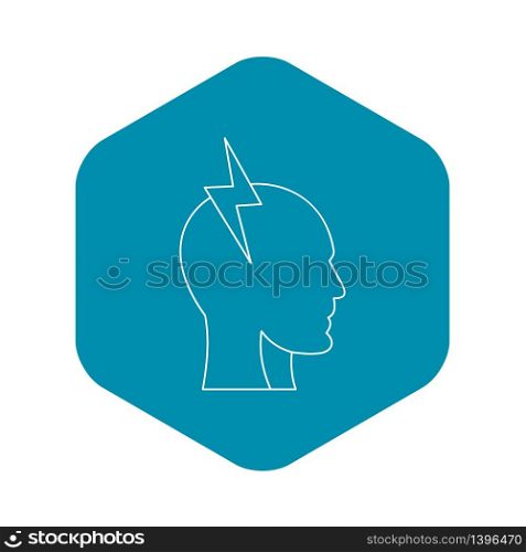 Electrical power in human head icon. Outline illustration of electrical power in human head vector icon for web. Electrical power in human head icon, outline style