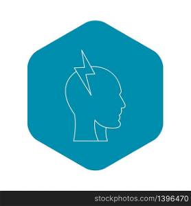 Electrical power in human head icon. Outline illustration of electrical power in human head vector icon for web. Electrical power in human head icon, outline style