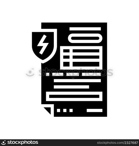 electrical safety certificate glyph icon vector. electrical safety certificate sign. isolated contour symbol black illustration. electrical safety certificate glyph icon vector illustration