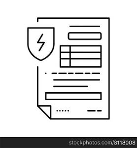 electrical safety certificate line icon vector. electrical safety certificate sign. isolated contour symbol black illustration. electrical safety certificate line icon vector illustration