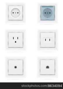 electrical socket outlet for indoor electricity wiring stock vector illustration isolated on white background