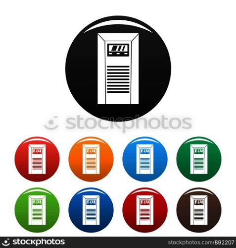 Electrical tool box icons set 9 color vector isolated on white for any design. Electrical tool box icons set color