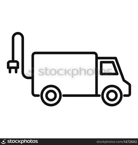 Electrical truck icon. Outline electrical truck vector icon for web design isolated on white background. Electrical truck icon, outline style