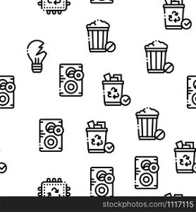 Electrical Waste Tools Seamless Pattern Vector Thin Line. Illustrations. Electrical Waste Tools Seamless Pattern Vector
