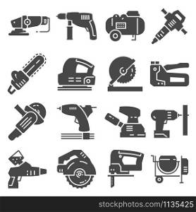 Electrical work tools vector icons set