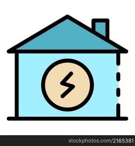 Electrician in house icon. Outline electrician in house vector icon color flat isolated. Electrician in house icon color outline vector