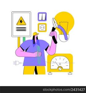 Electrician services abstract concept vector illustration. Energy-efficient lighting, electrical system maintenance and inspection, home automation, electric heater repair abstract metaphor.. Electrician services abstract concept vector illustration.