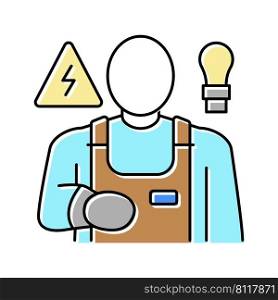 electrician worker color icon vector. electrician worker sign. isolated symbol illustration. electrician worker color icon vector illustration