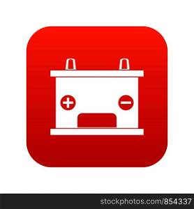 Electricity accumulator battery icon digital red for any design isolated on white vector illustration. Electricity accumulator battery icon digital red