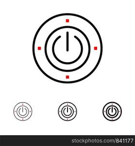 Electricity, Energy, Power, Computing Bold and thin black line icon set
