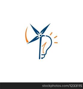 Electricity generator logo concept. Bulb and water wind fan vector logo design.