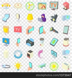 Electricity icons set. Cartoon style of 36 electricity vector icons for web for any design. Electricity icons set, cartoon style
