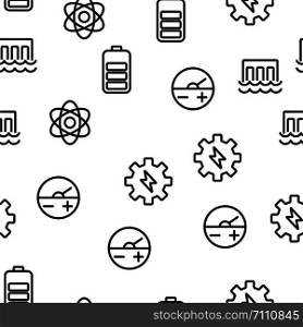 Electricity Industry Seamless Pattern Vector. Contour Illustration. Electricity Industry Seamless Pattern Vector