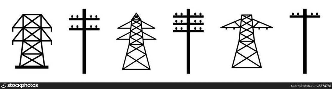 Electricity pole infrastructure concept icons