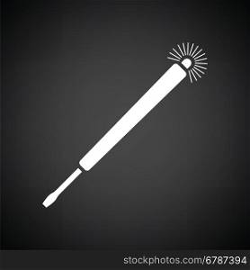 Electricity test screwdriver icon. Black background with white. Vector illustration.