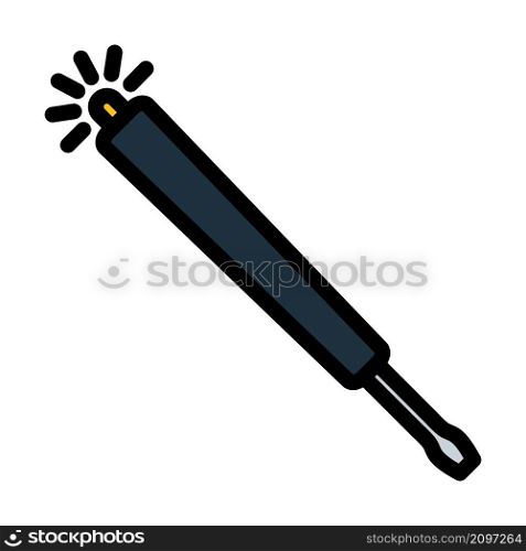 Electricity Test Screwdriver Icon. Editable Bold Outline With Color Fill Design. Vector Illustration.