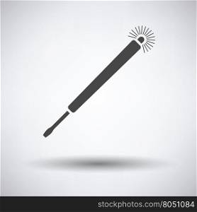 Electricity test screwdriver icon on gray background with round shadow. Vector illustration.