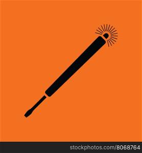 Electricity test screwdriver icon. Orange background with black. Vector illustration.